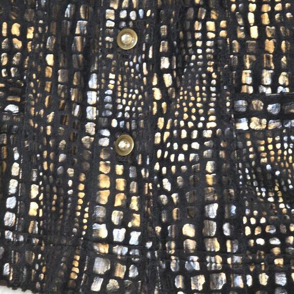 JM Collection Petite 12P Metallic Blazer Jacket Black Gold Bronze Textured - Picture 3 of 12
